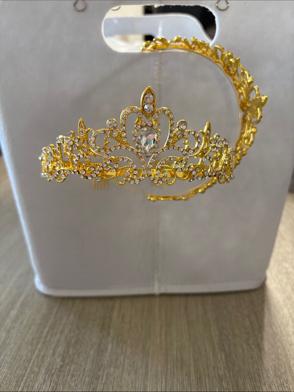 Gold Crystal Decorative Tiara Headband - Women's Hair Accessory